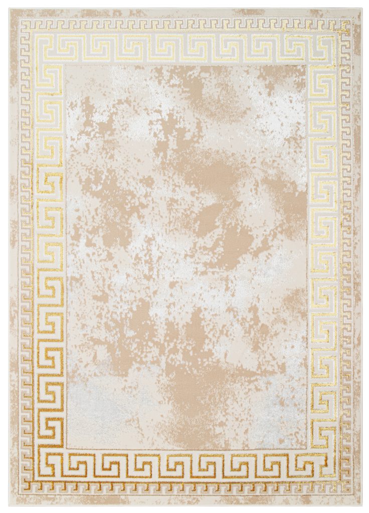 Alfombra Ares Dorado Beige Borde Abstracto