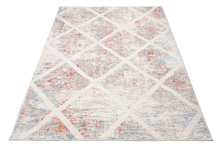 Alfombra Valley Gris Salmón Geométrico Enrejado