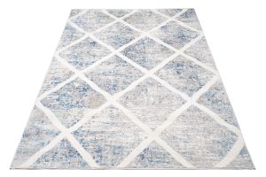 Alfombra Valley Gris Azul Geométrico Enrejado