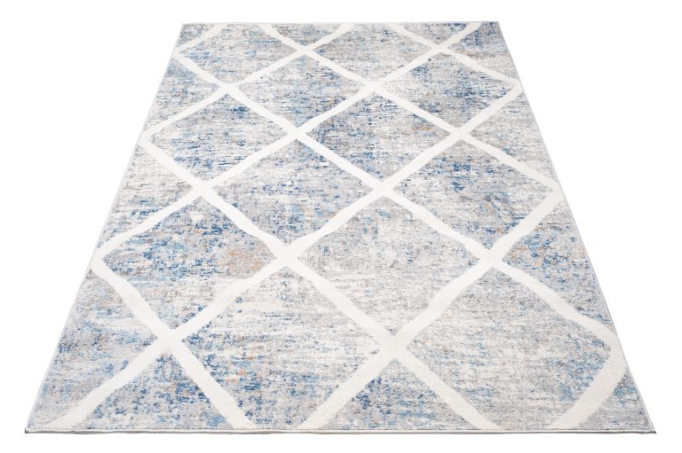 Alfombra Valley Gris Azul Geométrico Enrejado