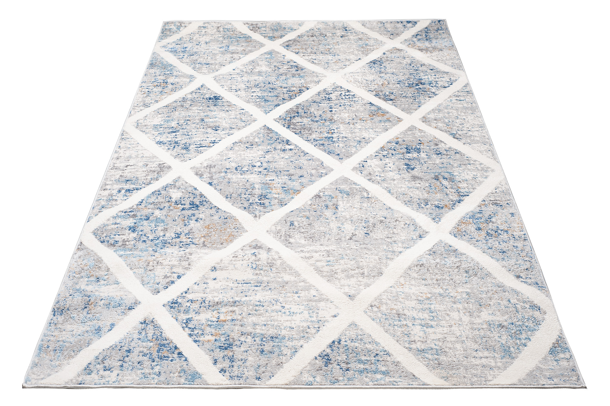 Alfombra Valley Gris Azul Geométrico Enrejado