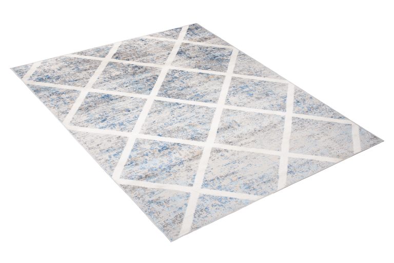 Alfombra Valley Gris Azul Geométrico Enrejado
