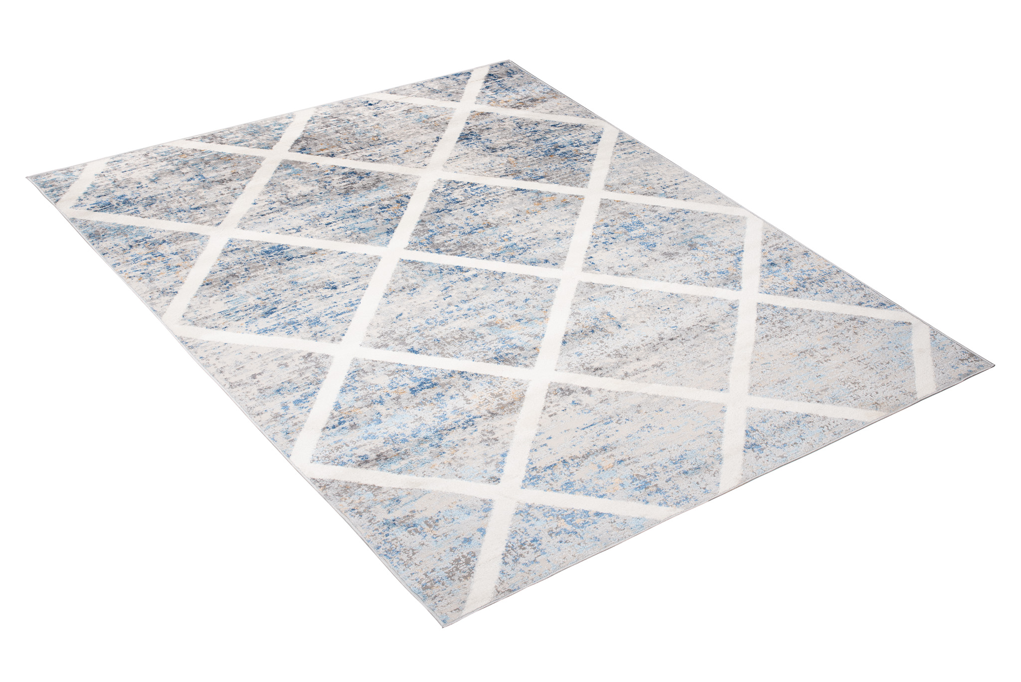 Alfombra Valley Gris Azul Geométrico Enrejado