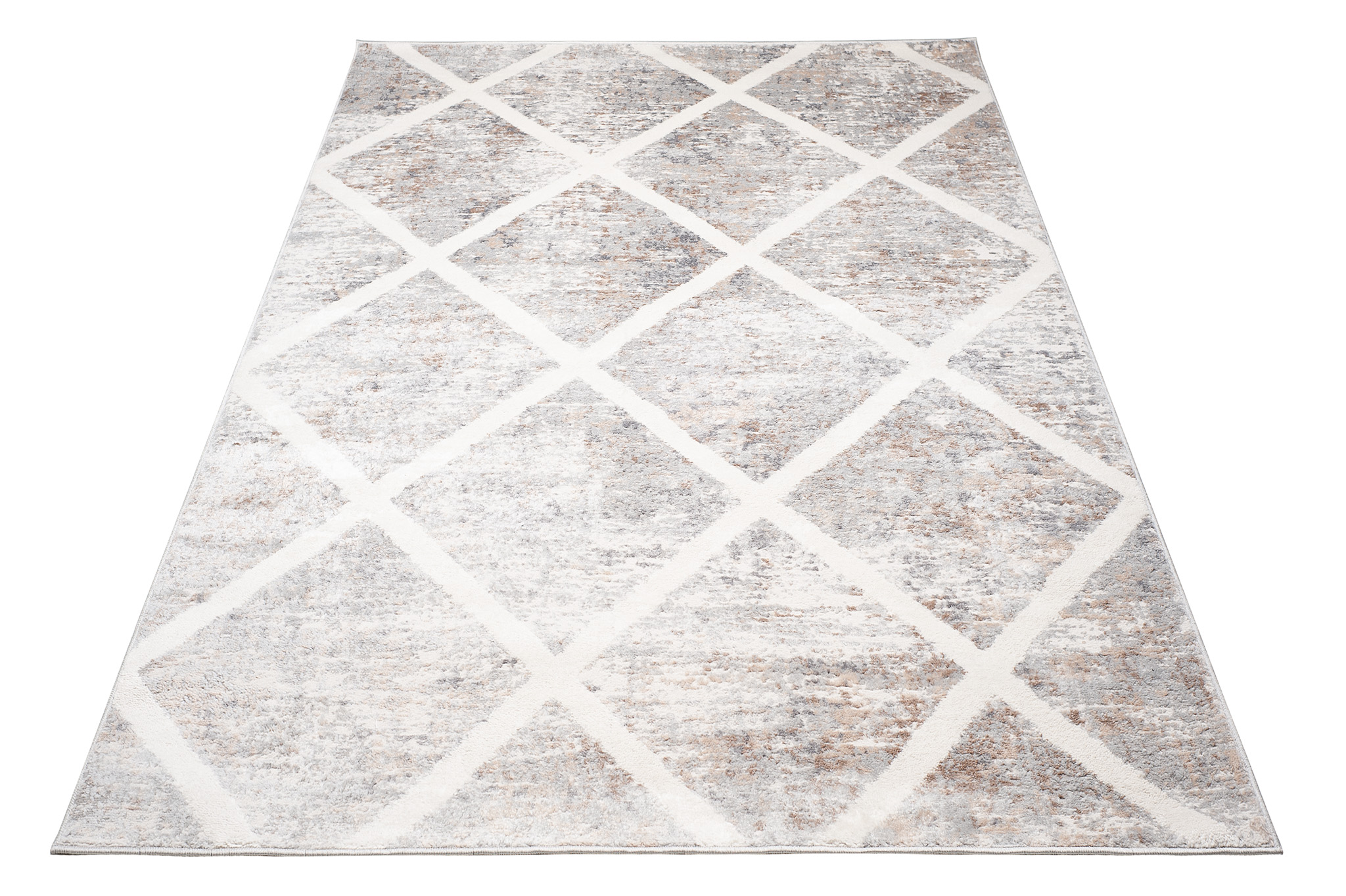 Alfombra Valley Gris Cobre Geométrico Enrejado