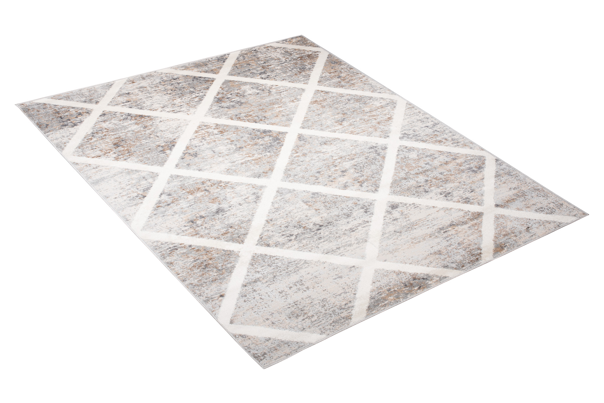 Alfombra Valley Gris Cobre Geométrico Enrejado