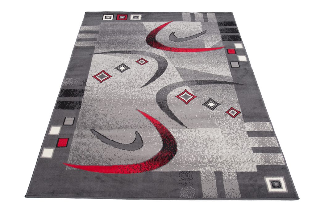 Alfombra Dream Moderno Gris Rojo Medialuna