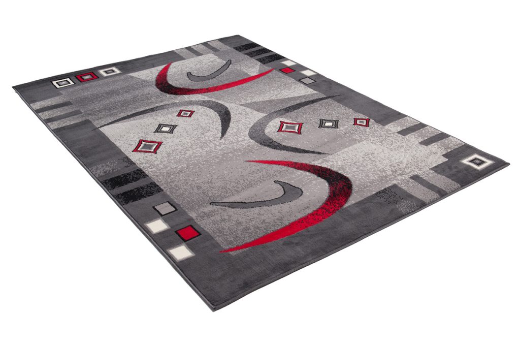 Alfombra Dream Moderno Gris Rojo Medialuna