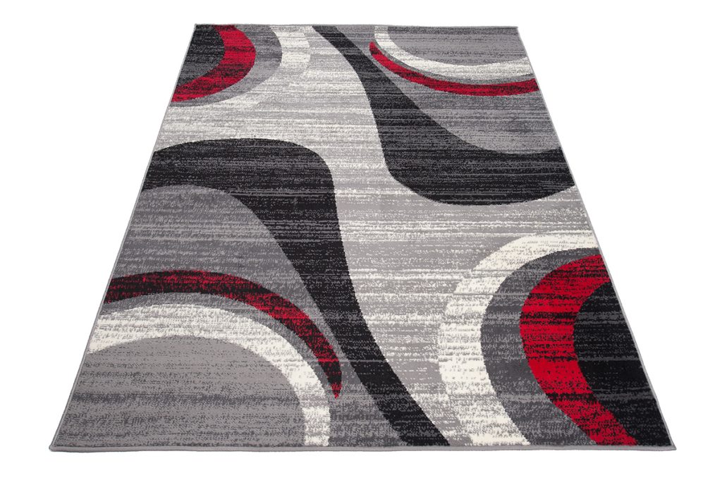 Alfombra Dream Moderno Gris Claro Rojo Ondas