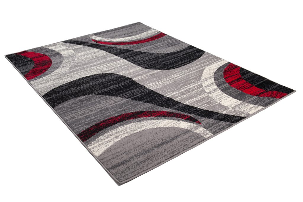 Alfombra Dream Moderno Gris Claro Rojo Ondas