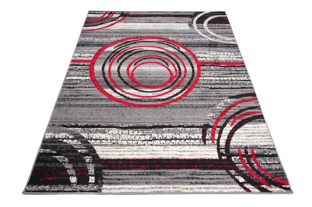 Alfombra Dream Gris Rojo Abstracto Círculos