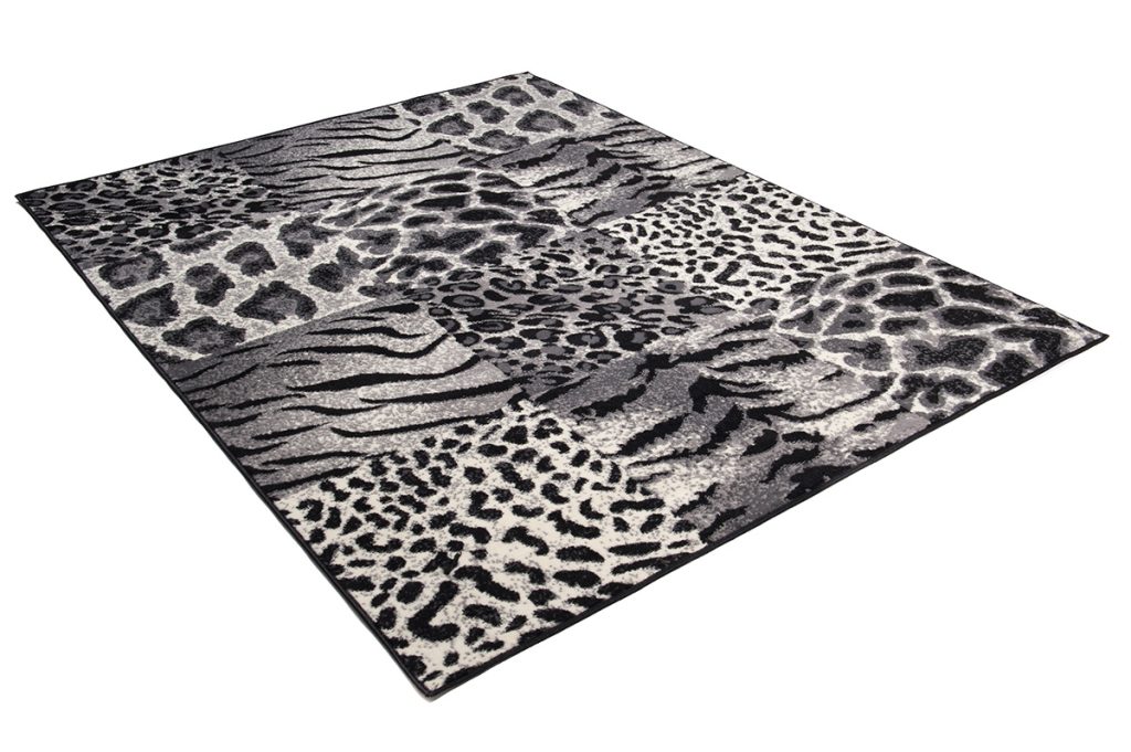Alfombra Dream Gris Negro Estampado Animal Cuadrados