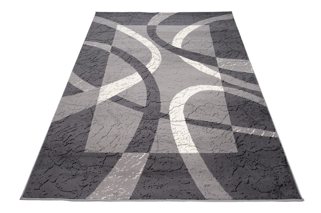 Alfombra Dream Gris Blanco Borde Círculos