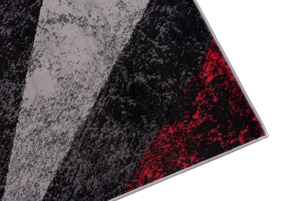 Alfombra Dream Geométrico Gris Rojo Cuadrados