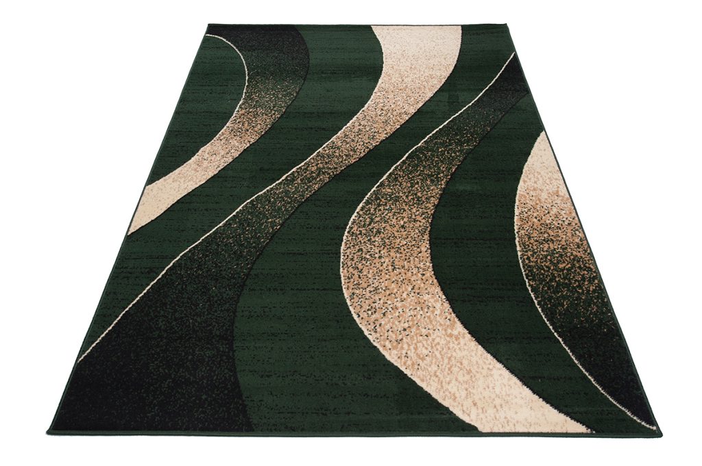 Alfombra Dream Moderno Verde Oscuro Beige Ondas