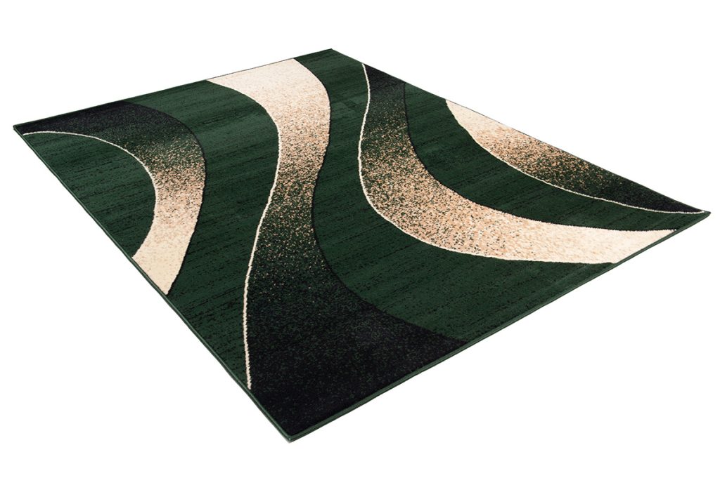 Alfombra Dream Moderno Verde Oscuro Beige Ondas