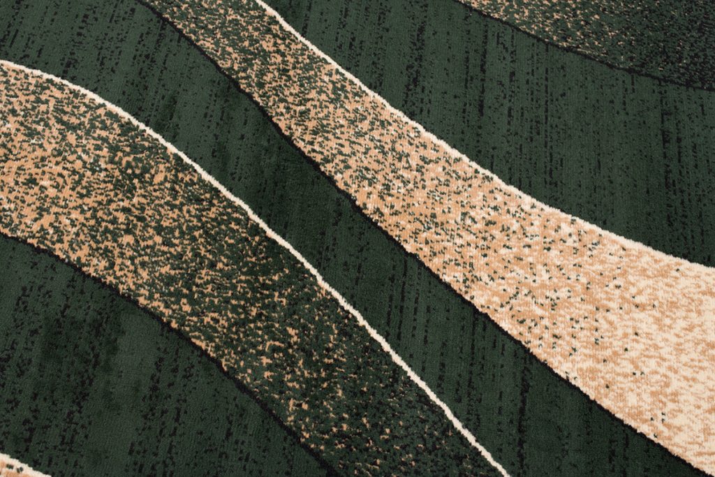 Alfombra Dream Moderno Verde Oscuro Beige Ondas