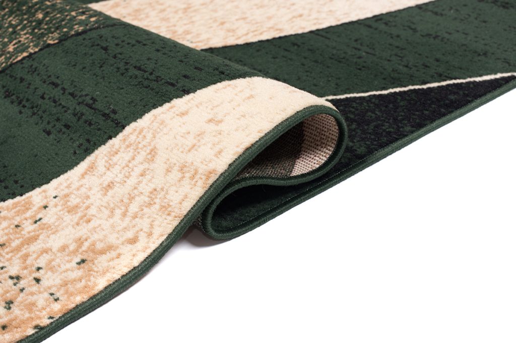 Alfombra Dream Moderno Verde Oscuro Beige Ondas