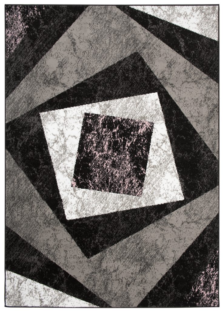 Alfombra Dream Geométrico Gris Rosa Cuadrados