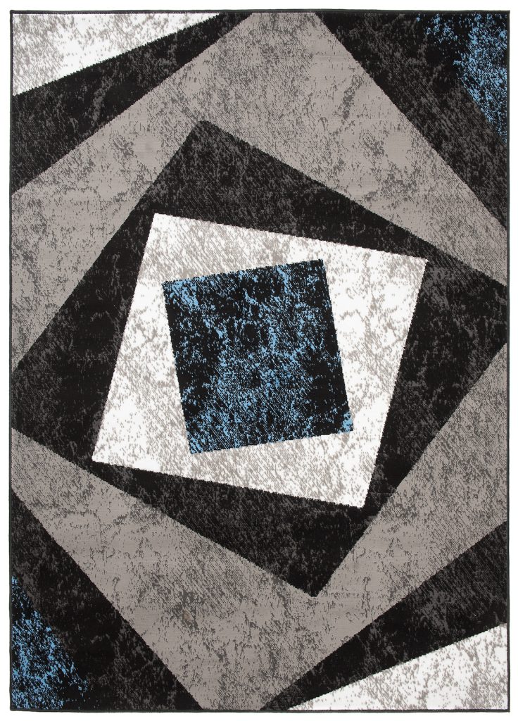 Alfombra Dream Geométrico Gris Azul Cuadrados