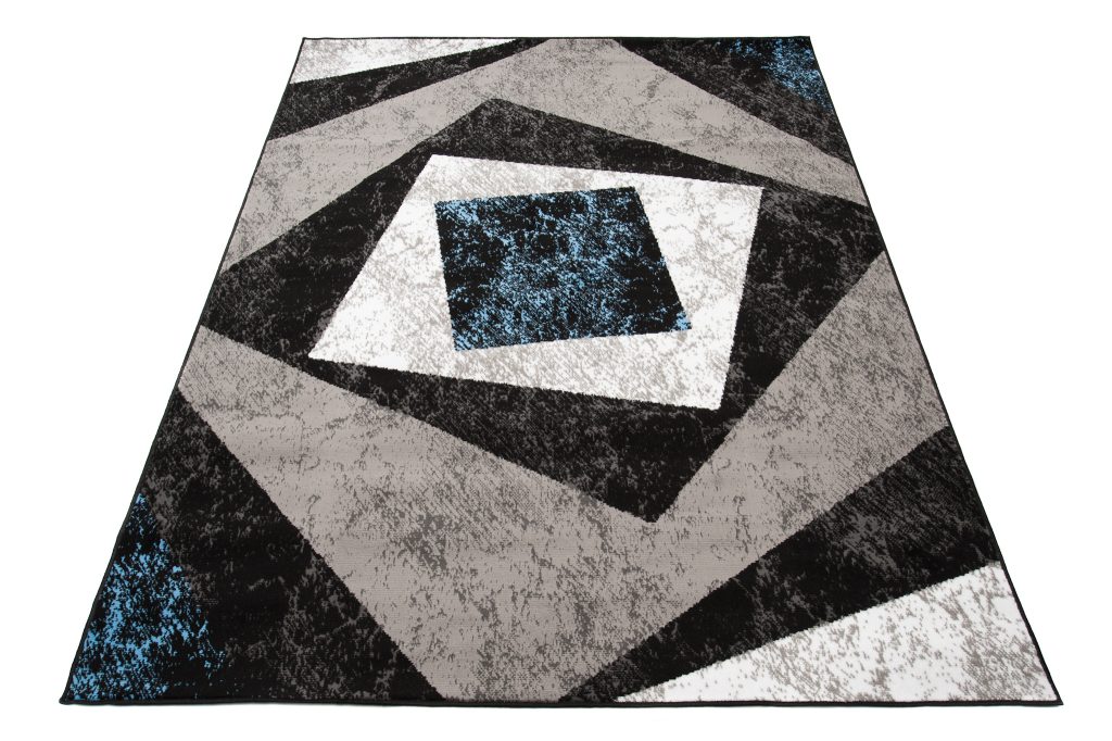 Alfombra Dream Geométrico Gris Azul Cuadrados