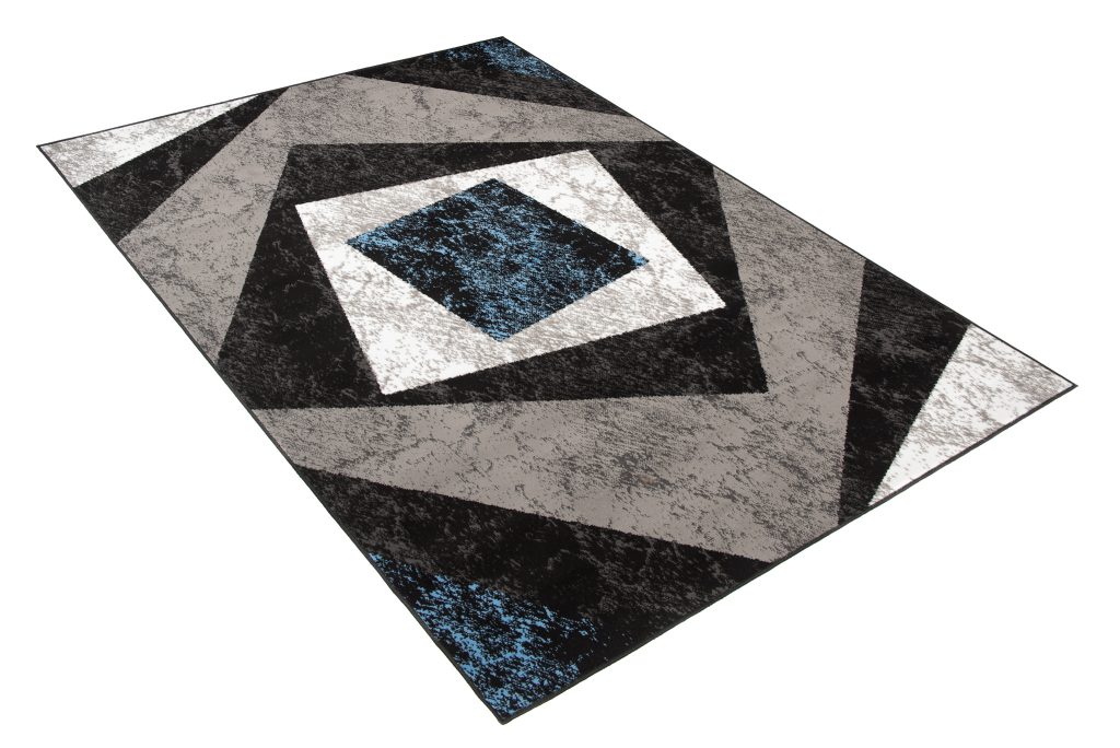 Alfombra Dream Geométrico Gris Azul Cuadrados