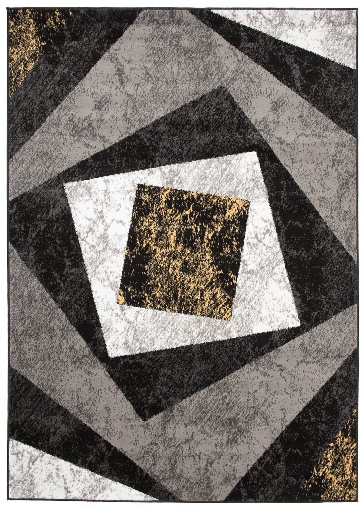 Alfombra Dream Geométrico Gris Amarillo Cuadrados