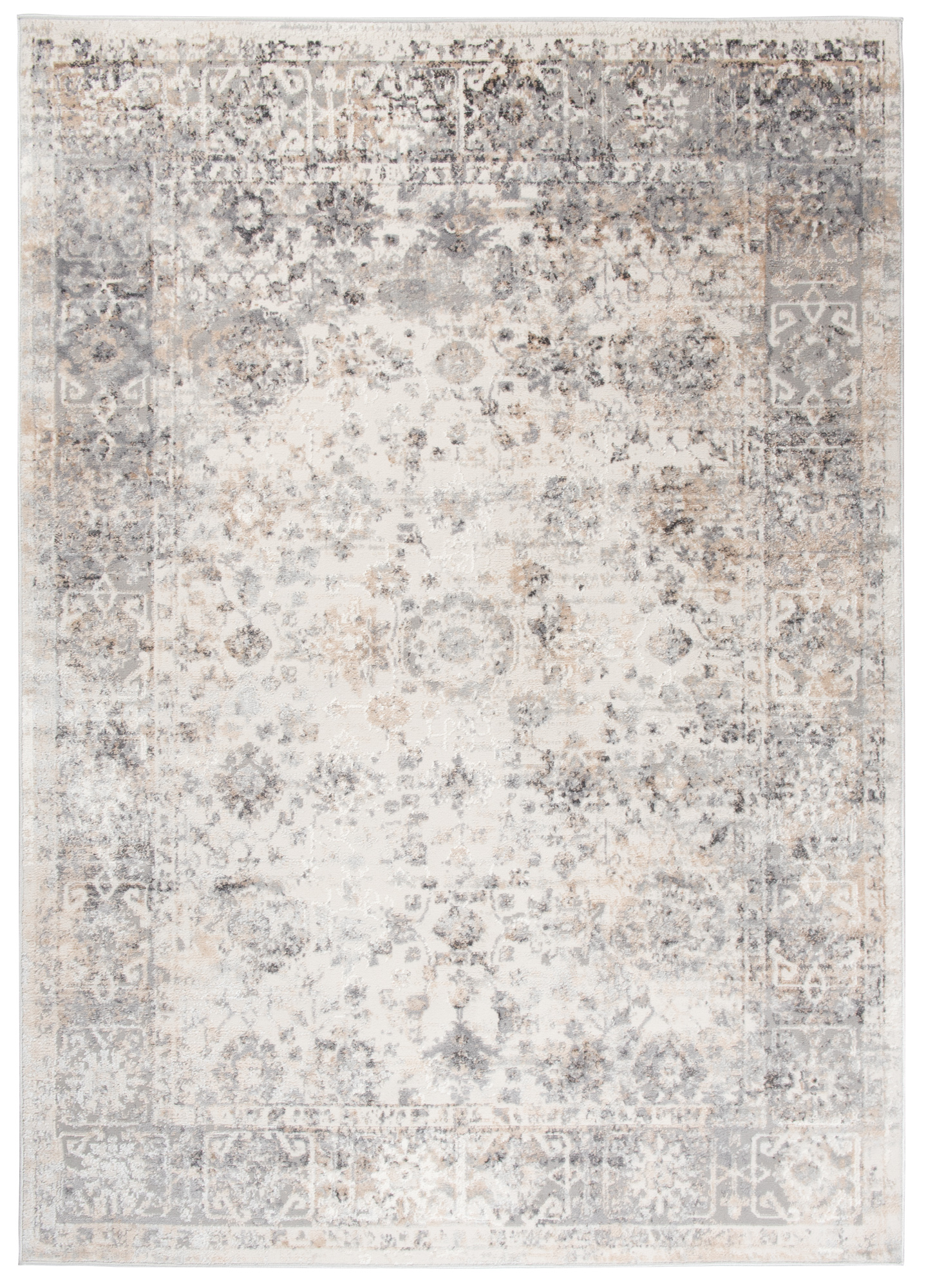 Alfombra Valley Gris Beige Ornamental Borde