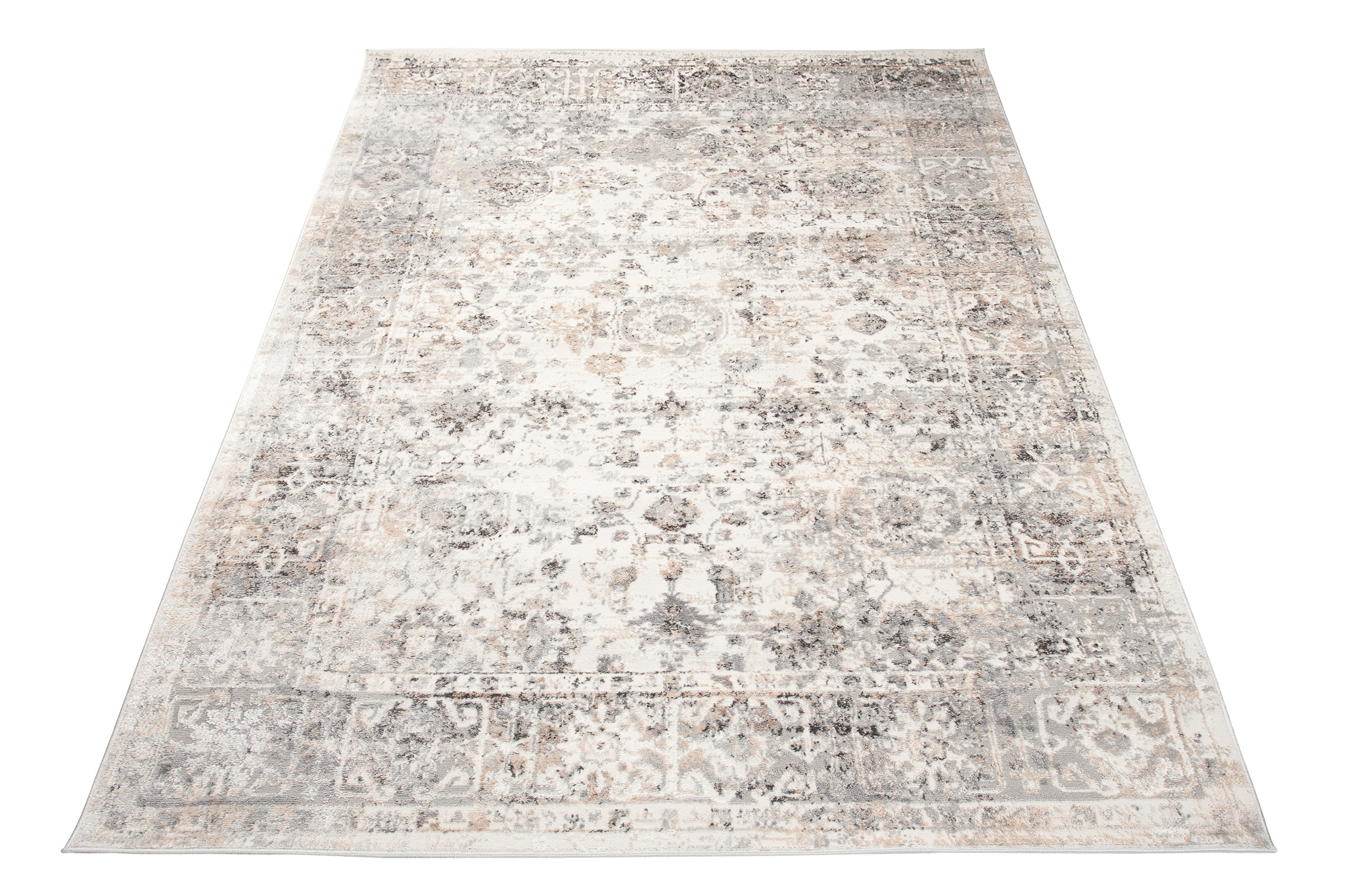 Alfombra Valley Gris Beige Ornamental Borde