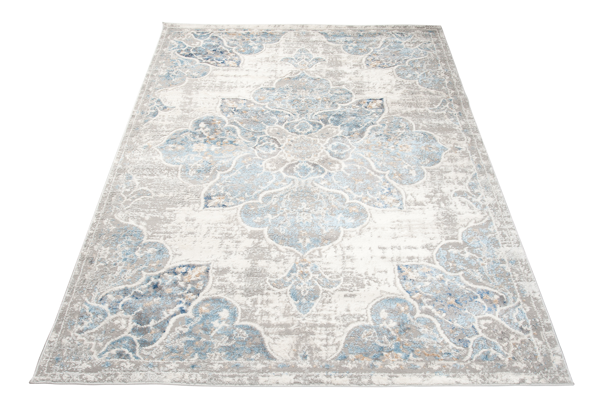 Alfombra Valley Gris Azul Vintage Floral