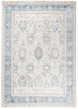 Alfombra Valley Gris Azul Vintage Borde