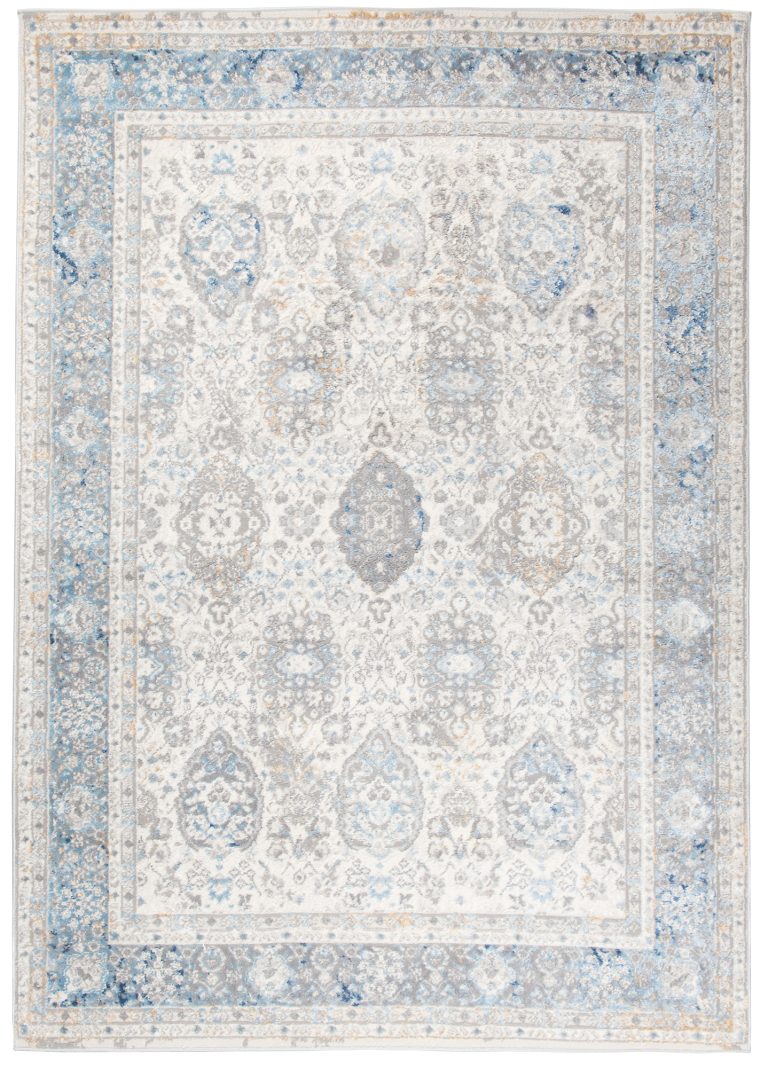 Alfombra Valley Gris Azul Vintage Borde