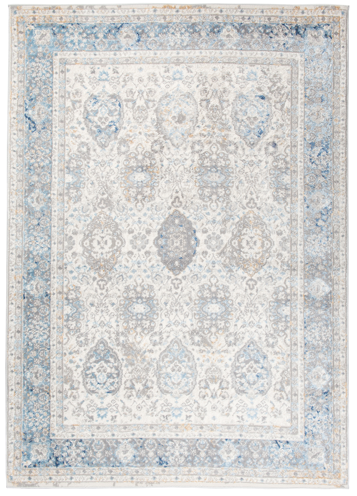 Alfombra Valley Gris Azul Vintage Borde