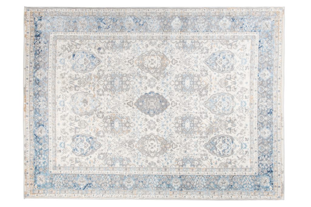 Alfombra Valley Gris Azul Vintage Borde