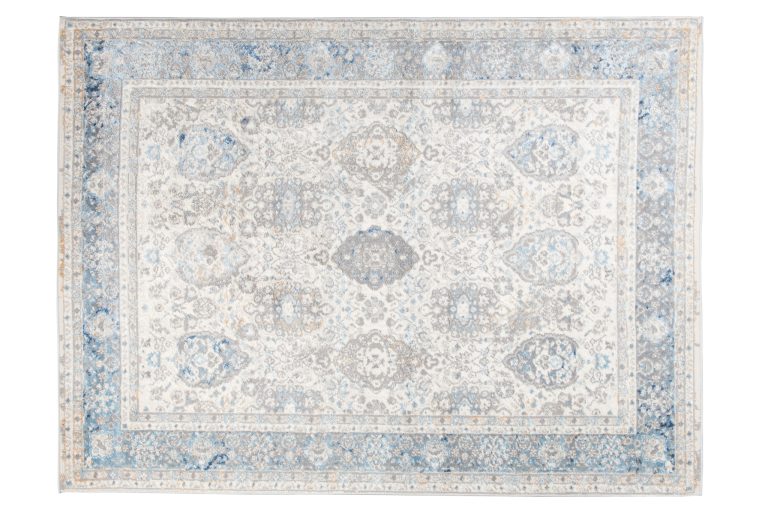 Alfombra Valley Gris Azul Vintage Borde