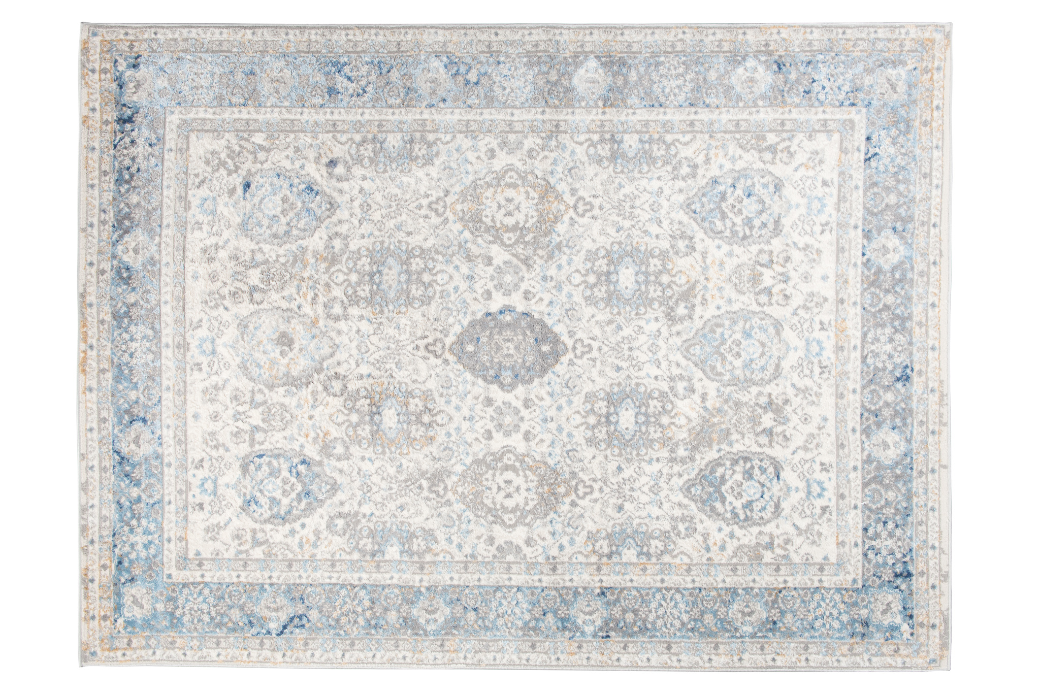 Alfombra Valley Gris Azul Vintage Borde