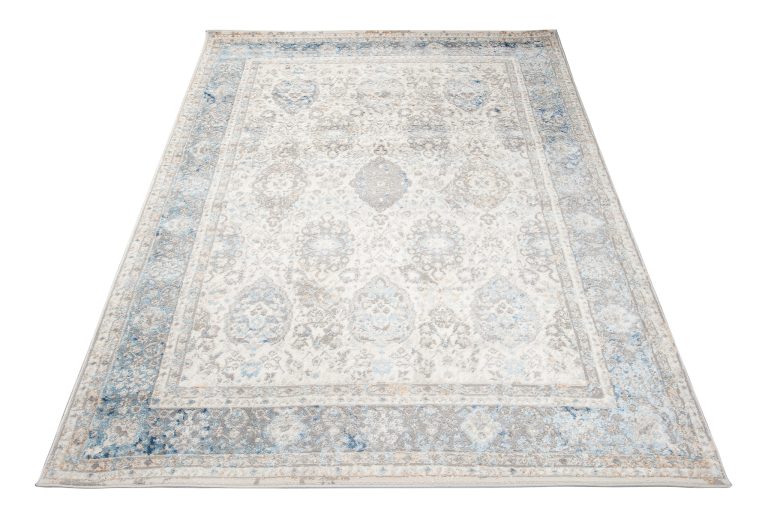 Alfombra Valley Gris Azul Vintage Borde