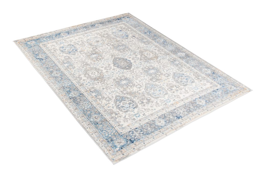 Alfombra Valley Gris Azul Vintage Borde