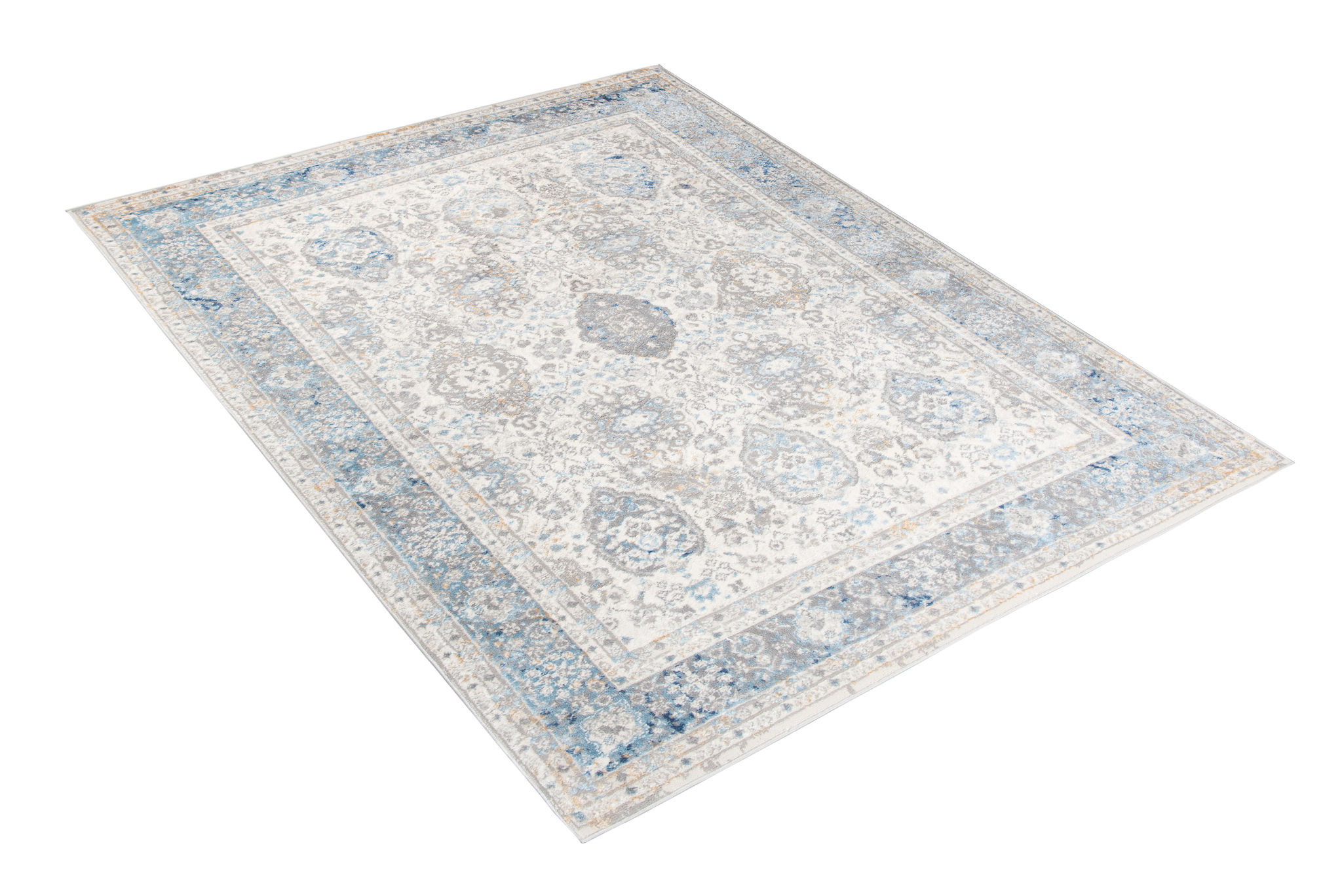 Alfombra Valley Gris Azul Vintage Borde