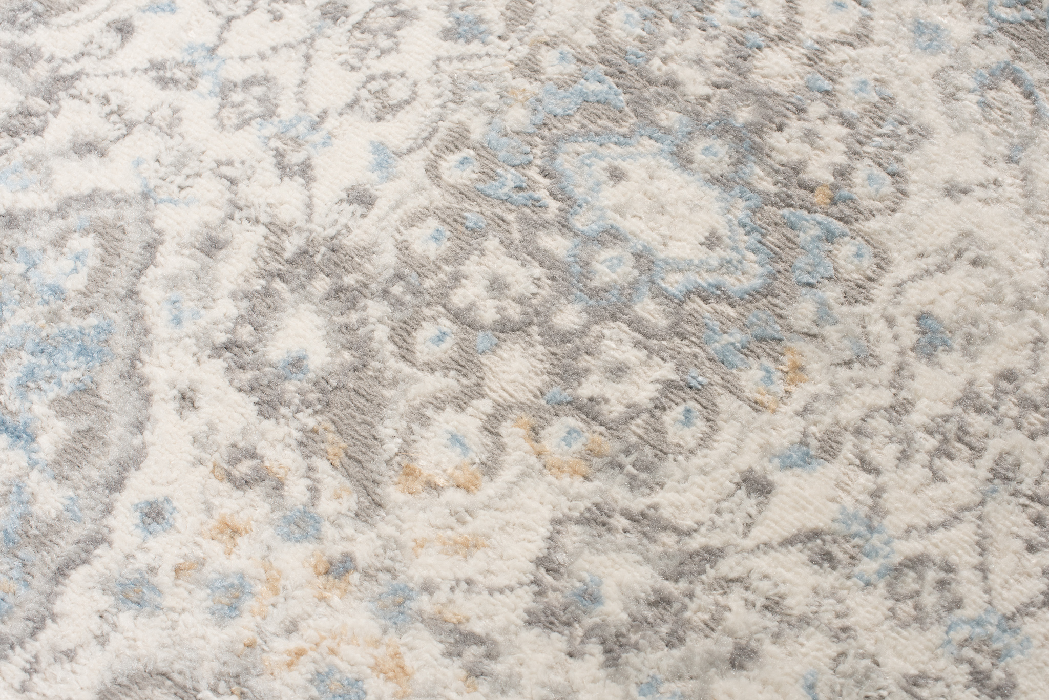 Alfombra Valley Gris Azul Vintage Borde