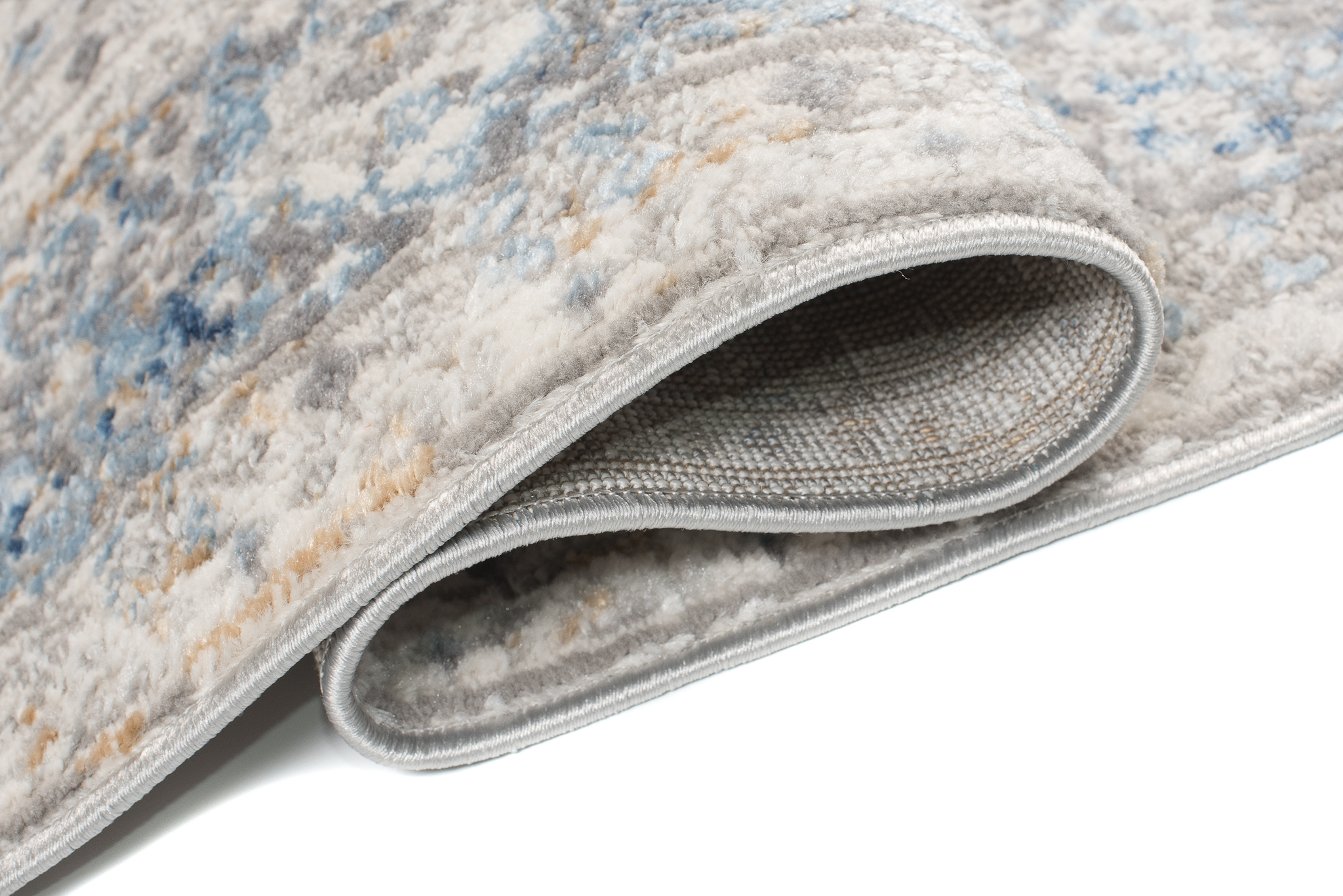 Alfombra Valley Gris Azul Vintage Borde