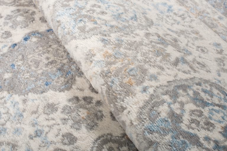 Alfombra Valley Gris Azul Vintage Borde