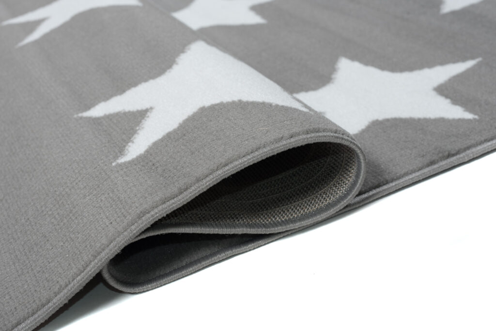 Alfombra Luxury Gris Blanco Estrellas Infantil