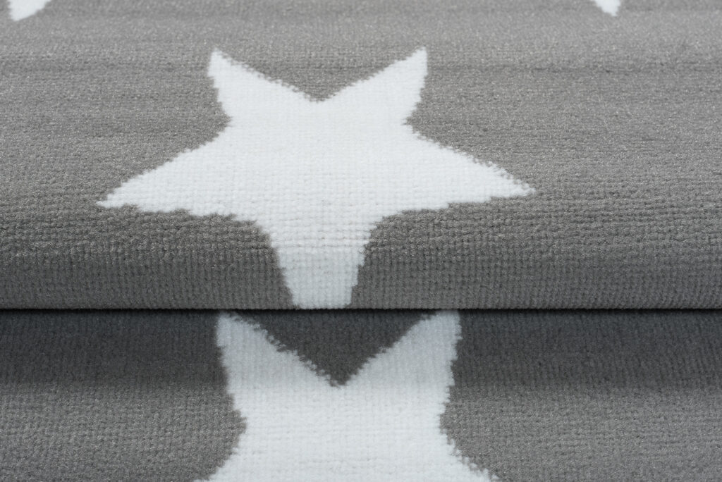 Alfombra Luxury Gris Blanco Estrellas Infantil