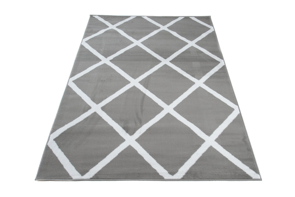 Alfombra Luxury Negro Blanco Geométrico Enrejado