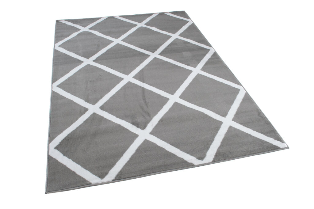 Alfombra Luxury Negro Blanco Geométrico Enrejado