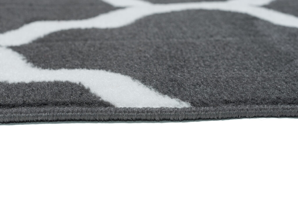Alfombra Luxury Gris Oscuro Blanco Geométrico Trellis