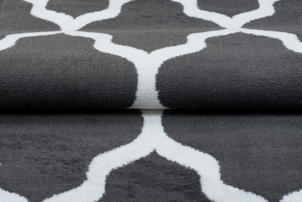 Alfombra Luxury Gris Oscuro Blanco Geométrico Trellis