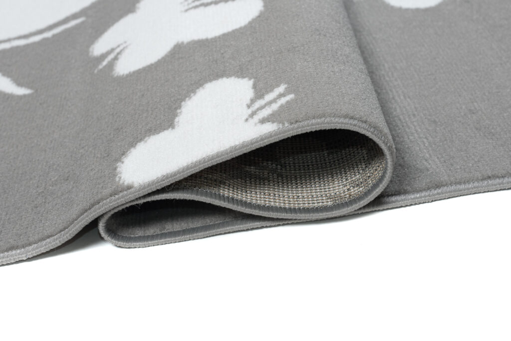 Alfombra Luxury Gris Blanco Mariposas Infantil