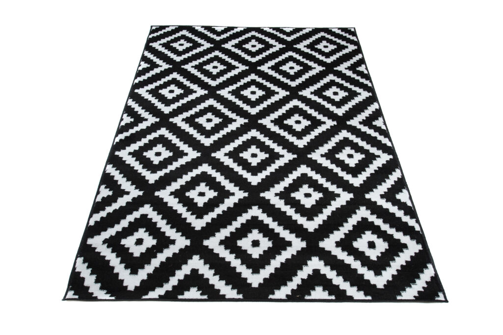 Alfombra Luxury Negro Blanco Geométrico Diamante