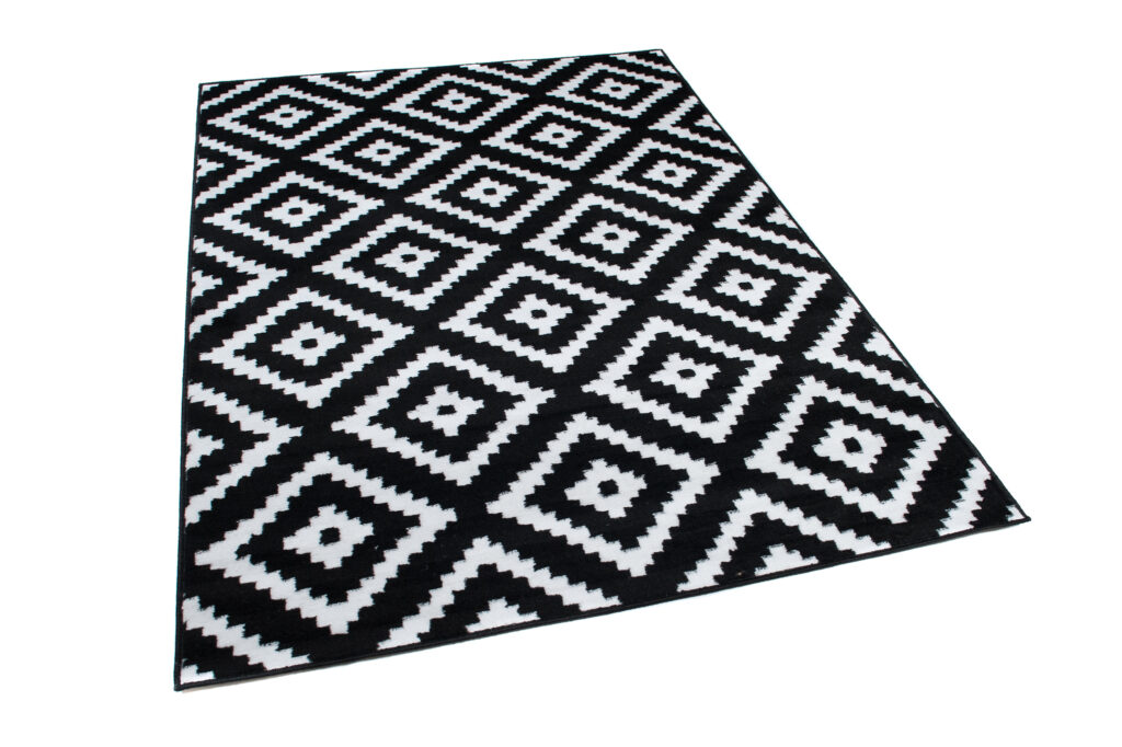 Alfombra Luxury Negro Blanco Geométrico Diamante